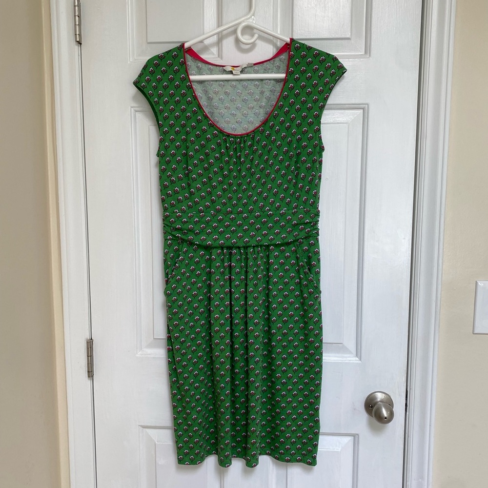 Boden Margot Jersey Green Pink Floral Dress